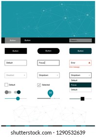Dark BLUE vector design ui kit with mosaic, circles. Colorful ui/ux kit with triangles, circles in header. Beautiful layout for websites, landing pages.