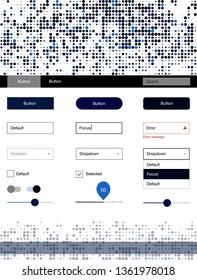 Dark BLUE vector design ui kit with dots. Beautiful ui ux kit with colorful dots in its header. Modern template for your landing page.