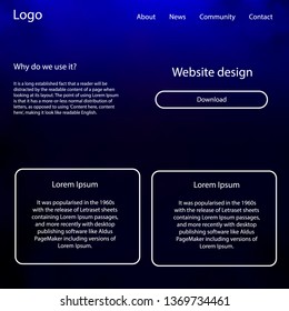 Dark BLUE vector design ui kit with universe stars. Web ui kit with abstract gradient clouds in its header. Simple colorful design for websites.