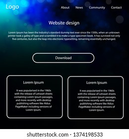 Dark BLUE vector design ui kit with universe stars. Simple Material Design Kit with colorful clouds in header. Simple colorful design for websites.