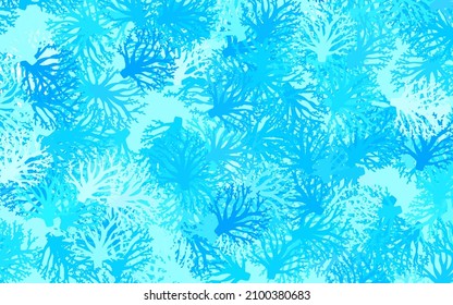 Dark BLUE vector doodle backdrop with branches, leaves. Abstract illustration with leaves, branches in doodles style. Elegant pattern for your brand book.