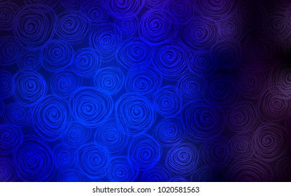 Dark BLUE vector doodle blurred template. Colorful illustration in doodle style with roses. A completely new template for your business design.
