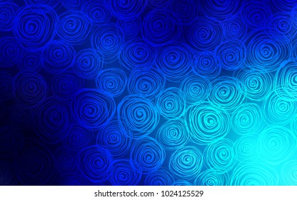 Dark BLUE vector doodle blurred pattern. Creative illustration in blurred style with roses. Hand painted design for web, leaflet, textile.