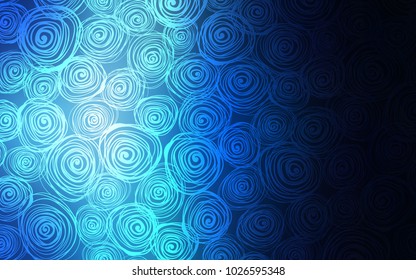 Dark BLUE vector doodle blurred pattern. Sketchy doodles with roses on blurred background. A completely new design for your business.