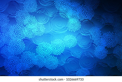 Dark BLUE vector doodle blurred template. Blurred decorative design in Indian style with flowers. The textured pattern can be used for website.