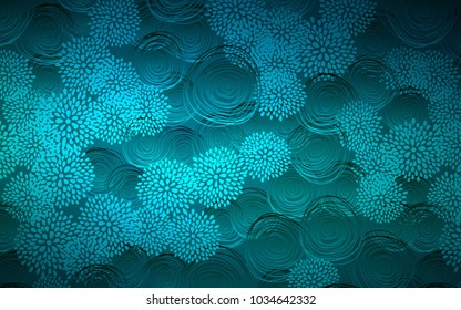 Dark BLUE vector doodle blurred pattern. Colorful abstract illustration with flowers in doodle style. The doodle design can be used for your web site.