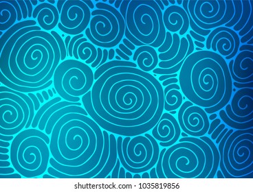 Dark BLUE vector doodle blurred texture. Doodles on blurred abstract background with gradient. A completely new design for your business.