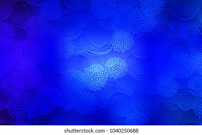 Dark BLUE vector doodle blurred pattern. Modern geometrical abstract illustration with flowers. A completely new template for your business design.