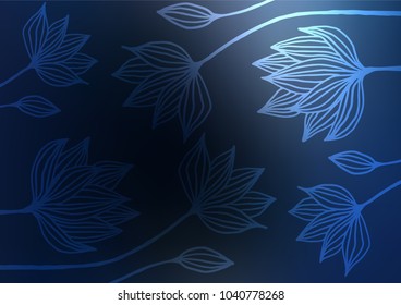 Dark BLUE vector doodle blurred pattern. Geometric doodle illustration in Origami style with gradient. The pattern can be used for wallpapers and coloring books.