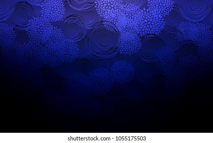 Dark BLUE vector doodle blurred pattern. Shining colored illustration with flowers in doodle style. A completely new template for your business design.