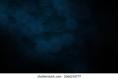 Dark BLUE vector doodle blurred background. Colorful abstract illustration with flowers in doodle style. The completely new template can be used for your brand book.