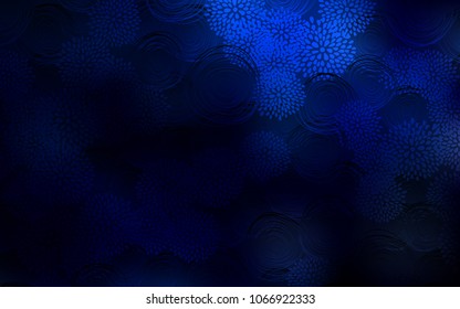Dark BLUE vector doodle blurred background. Colorful illustration in doodle style with flowers. A completely new template for your business design.