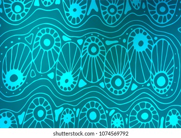 Dark BLUE vector doodle blurred background. Ethnic elegant natural pattern with gradient. The pattern can be used for heads of websites and designs.