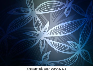 Dark BLUE vector doodle blurred pattern. Colorful abstract illustration with lines in Asian style. Brand-new style for your business design.