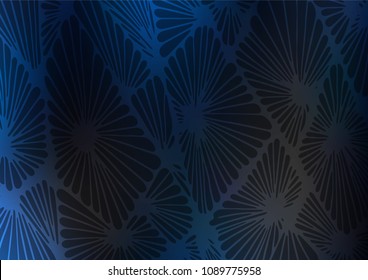 Dark BLUE vector doodle blurred template. Shining colored illustration with doodles in Zen tangle style. The pattern can be used for wallpapers and coloring books.