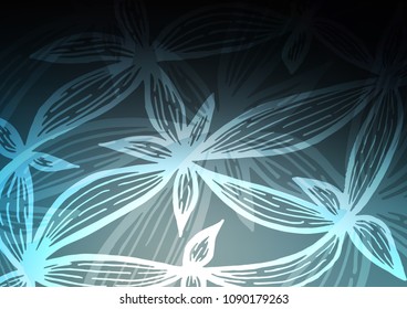 Dark BLUE vector doodle blurred template. A vague abstract illustration with doodles in Indian style. Hand painted design for web, leaflet, textile.