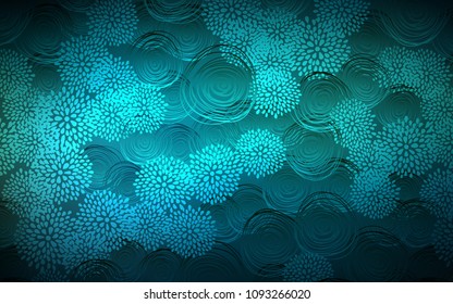 Dark BLUE vector doodle blurred background. Modern geometrical abstract illustration with flowers. The pattern can be used for wallpapers and coloring books.