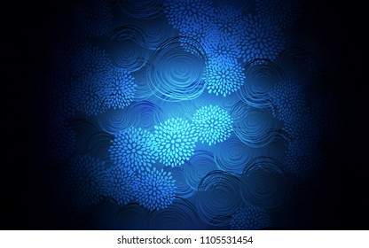 Dark BLUE vector doodle blurred pattern. Flowers on blurred abstract background with gradient. A new texture for your design.