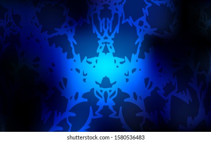 Dark BLUE vector doodle blurred template. Childish elegant natural pattern with gradient. The template can be used as a background for cell phones.