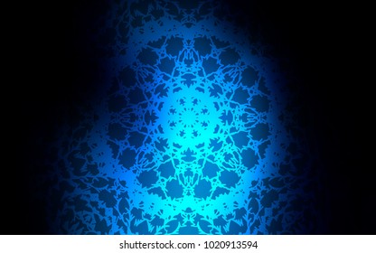 Dark BLUE vector doodle bright background. Childish elegant natural pattern with gradient. Hand painted design for web, leaflet, textile.