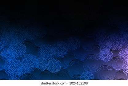 Dark BLUE vector doodle bright layout. Brand-new colored illustration in blurry style with flowers. The textured pattern can be used for website.