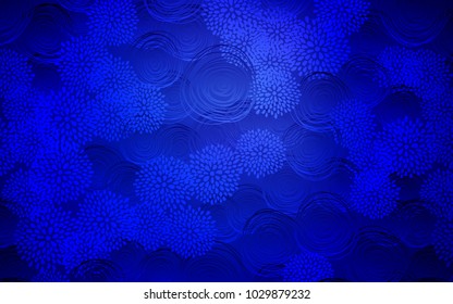 Dark BLUE vector doodle bright pattern. Blurred decorative design in Indian style with flowers. The completely new template can be used for your brand book.