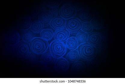 Dark BLUE vector doodle bright layout. Modern geometrical abstract illustration with roses. The pattern can be used for coloring books and pages for kids.