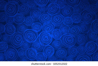 Dark BLUE vector doodle bright layout. Glitter abstract illustration with doodles and roses. A new texture for your design.