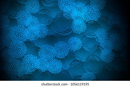 Dark BLUE vector doodle bright layout. A completely new color illustration in doodle style with flowers. The textured pattern can be used for website.