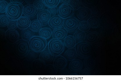Dark BLUE vector doodle bright pattern. A vague abstract illustration with roses in doodles style. The best blurred design for your business.