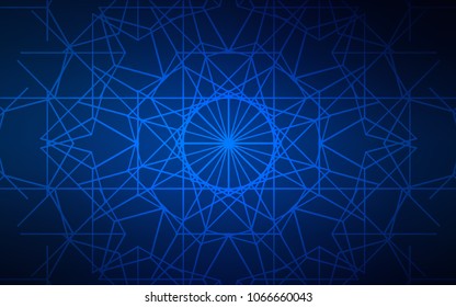 Dark BLUE vector doodle bright pattern. Blurred decorative design in Indian style with lines drown by child. The textured pattern can be used for website.