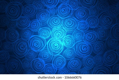 Dark BLUE vector doodle bright template. Colorful illustration in doodle style with roses. The pattern can be used for heads of websites and designs.