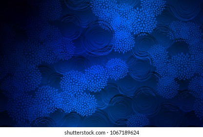 Dark BLUE vector doodle bright layout. flowers on elegant natural pattern with gradient. Brand-new design for your business.