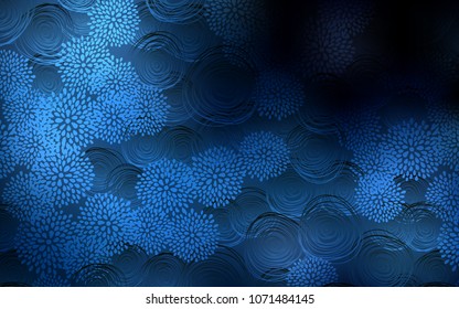 Dark BLUE vector doodle bright layout. Doodle illustration of flowers in Origami style with gradient. A completely new design for your business.
