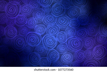 Dark BLUE vector doodle bright background. Colorful abstract illustration with roses in doodle style. The pattern can be used for coloring books and pages for kids.