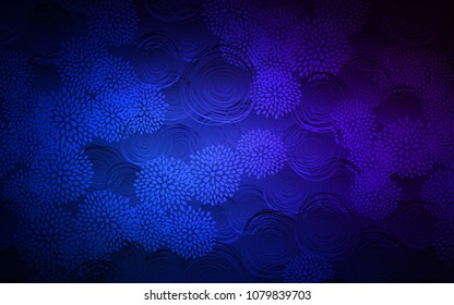 Dark BLUE vector doodle bright layout. Modern geometrical abstract illustration with flowers. Brand-new style for your business design.