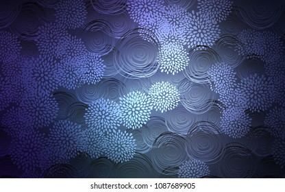 Dark BLUE vector doodle bright pattern. A completely new color illustration in doodle style with flowers. A completely new template for your business design.