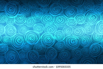 Dark BLUE vector doodle bright background. A vague abstract illustration with roses in doodles style. A new texture for your design.