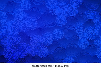 Dark BLUE vector doodle bright layout. Modern geometrical abstract illustration with flowers. Hand painted design for web, leaflet, textile.