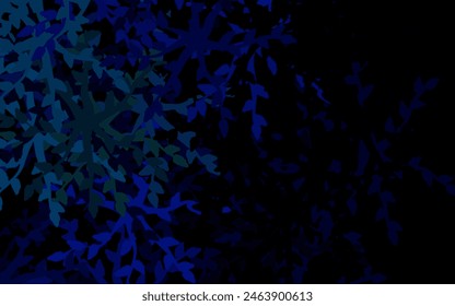 Dark BLUE vector doodle layout with flowers, leaves. Modern abstract illustration with leaves and flowers. New template for your design.