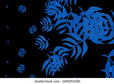 Dark BLUE vector doodle pattern with leaves. Doodle illustration of leaves in Origami style with gradient. New template for your design.