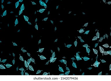 Dark BLUE vector doodle template. A vague abstract illustration with leaves in doodles style. The best blurred design for your business.