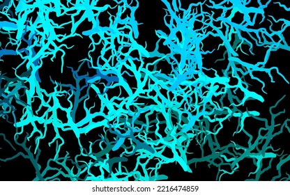 Dark BLUE vector doodle template with branches, leaves. Glitter abstract illustration with leaves and branches. Pattern for wallpapers, coloring books.