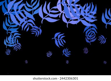 Plantilla de garabato de vector azul oscuro con hojas. Ilustración de color a estrenar en estilo borroso con hojas. Nuevo estilo para el diseño de su empresa.