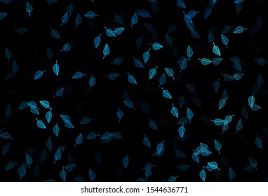 Dark BLUE vector doodle texture. Pattern with gradient colorful leaves in natural style. New template for your business design.