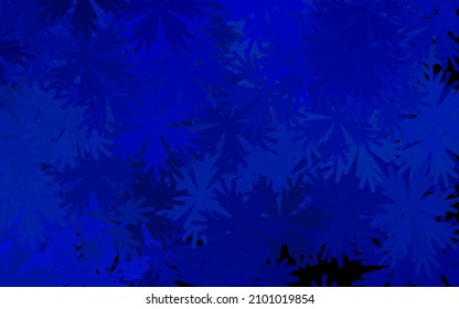 Dark BLUE vector doodle texture with flowers. Decorative design of flowers on white background. Textured pattern for websites, banners.