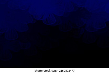 Textura de doodle de vector azul oscuro con árboles, ramas. Ilustración de las flores en el estilo de Origami. Nuevo diseño para su negocio.