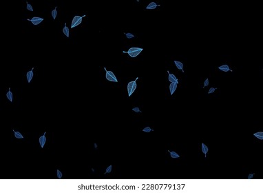 Dark BLUE vector doodle texture. Smart decorative design in natural style with leaves. The textured pattern for website.