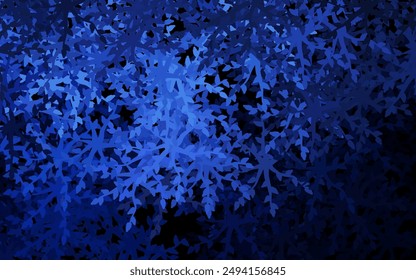 Dark BLUE vector doodle texture with flowers, leaves. Decorative design in Indian style on white background. New template for your brand book.