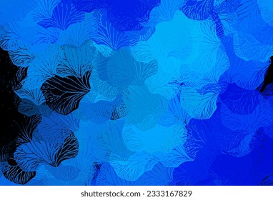 Dark BLUE vector elegant pattern with leaves. Shining colored illustration with leaves in doodle style. The best design for your business.